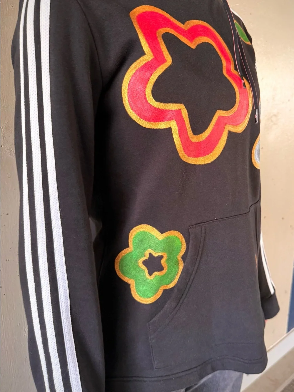 Adidas X Hello Love Black Metallic Flower Hoodie - Picture 4 of 5